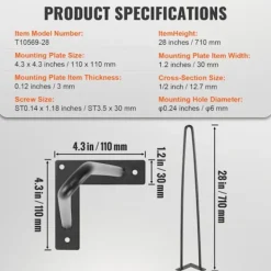 DUOKU Balkongmöbler>Hårnålsbordben - - 711 mm - Metall - 4 Delar - Belastning 226,8 kg