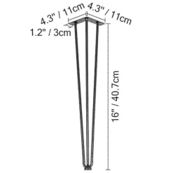 Soffbord>Hårnålsbordsben 40 cm, Set med 4 DIY-bordsben 3 stänger kraftiga