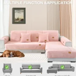 Soffor>Hörnsoffaöverdrag Quiltat Soffaöverdrag Med Armstöd Med Vänster/höger Meridian - L-format Fläcktåligt Soffa Skydd (rosa, 70x70cm/kvadrat)