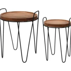 H&S Collection Småbord>Runda sidobord 2 st teak