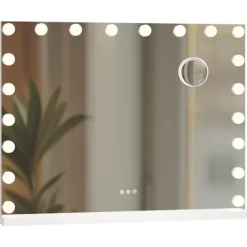 BellaFurn Sminkbord>Illuminated Wall Mirror - Make -Up Mirror - Dimble LEDS & USB -anslutning | Färg: Vit | Innehåll: Med Bluetooth