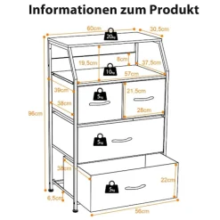 Northix Byråer>Industriell byrå med 4 tyglådor och metallram