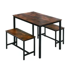 Northix Matgrupper>Industriell matbordsgrupp, 2 bänkar, platsbesparande