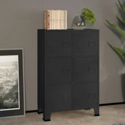 vidaXL Skåp>Industriellt förvaringsskåp svart 75x40x115 cm metall