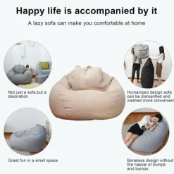 Sittsäckar>Inomhus Utomhus Vuxen Sittsäck Spelstol Extra Stor Sittsäck Överdrag Blå 450g Blå 450g