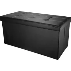 INTIRILIFE Kistor & Koffertar>hopfällbar ottomansk 78x38x38 cm i LAVA BLACK – Dekorativ förvaringslåda i konstläder Pall Bröstsits