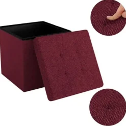 INTIRILIFE Sittpuffar>hopfällbar sittpuff 30x30x30 cm i CHERRY RED - Kubsits med förvaringsutrymme och tygöverdrag med ihålig