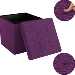 INTIRILIFE Sittpuffar>Hopfällbar sittsäck 30x30x30 cm i FOG - Kubsits med förvaringsutrymme och tygöverdrag med ihålig