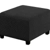 FMYSJ Sittpuffar>Jacquard Stretch Fyrkantig Pallöverdrag Soffpallöverdrag Mjuk Fyrkantig Fotpall Överdrag Tvättbart Avtagbart (Svart, 27-32 tum/68-81 cm) (FMY)