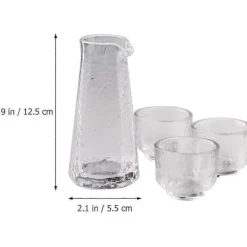 Matgrupper>Japanskt Sake Set - Glas Karaff med 3 Sake Koppar