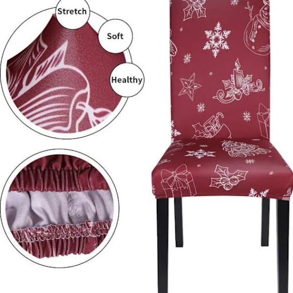 ATELA Stolar>Julmatsalsöverdrag Set om 2, Stretch Xmas Parsons Chair Slipcovers Sätesskydd Tvättbar Spandex Köksstolsöverdrag för matsal,Chr