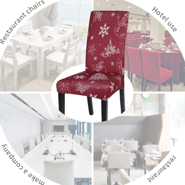 ATELA Stolar>Julmatsalsöverdrag Set om 2, Stretch Xmas Parsons Chair Slipcovers Sätesskydd Tvättbar Spandex Köksstolsöverdrag för matsal,Chr