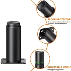 ATELA Sängar>Justerbara ben för möbler，Set med 4 starka justerbara möbelben i metall 180 - 300mm