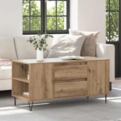 vidaXL Soffbord>Kaffeebord Artisan Ek 102 x 44,5 x 50 cm Konstruerat trä