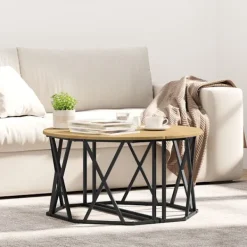 vidaXL Soffbord>Kaffeebord Artisan Ek 80 x 80 x 42 cm Konstruerat trä och stål