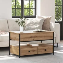 vidaXL Soffbord>Kaffeebord med låda Artisan Ek 85 x 50 x 50 cm Konstruerat trä