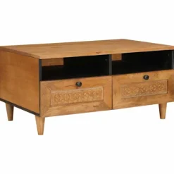 vidaXL Tv-Bänkar>Kaffeebord med låda Ljusbrun 80 x 54 x 40 cm Massivt akaciaträ