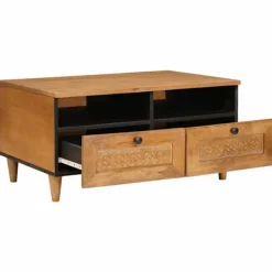 vidaXL Tv-Bänkar>Kaffeebord med låda Ljusbrun 80 x 54 x 40 cm Massivt akaciaträ