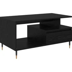 vidaXL Soffbord>Kaffeebord med låda Svart Ek 90 x 49 x 45 cm Konstruerat trä