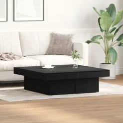 vidaXL Soffbord>Kaffeebord Svart Ek 90 x 90 x 28 cm Konstruerat trä