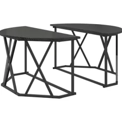 vidaXL Soffbord>Kaffeebord Svart Ek 80 x 80 x 42 cm Konstruerat trä och stål