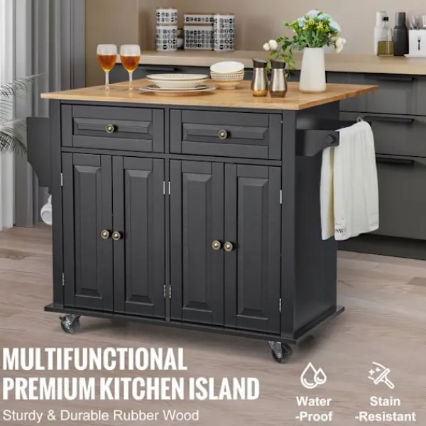 DUOKU Köksö>Köksö vagn - - 43 tum - Trä - Förvaringsskåp - Rullande ö