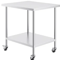 DUOKU Köksö>Köksarbetsbord Rostfritt Stål--Förberedelsebord-762 x 457 x 954,6 mm-4 Hjul-3 Justerbara Höjdnivåer