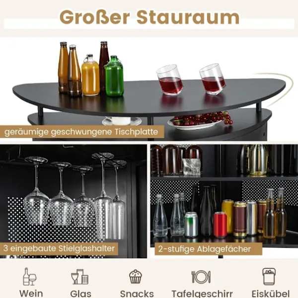 Northio Köksö>Köksbarbord med förvaringsutrymme & fotstöd & justerbara fötter köksbänk bänkstång svart