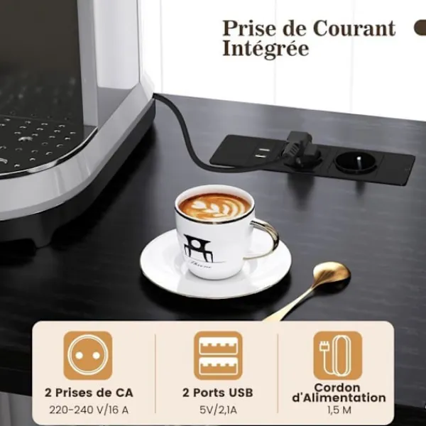 COSTWAY Sideboards>Köksbuffé med eluttag , vinflaskställ, metallram, för kök, vardagsrum, matsal,