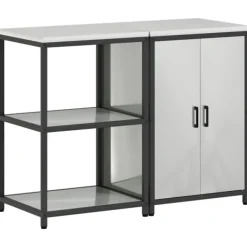 vidaXL Köksö>Köksförvaringsset med hylla 2 pcs Silver Galvaniserat Stål