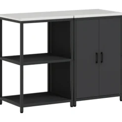 vidaXL Köksö>Köksförvaringsset med hylla 2 pcs Svart Kallvalsat stål