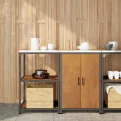 vidaXL Köksö>Köksförvaringsset med hylla 2 pcs Rostig Väderbeständig stål