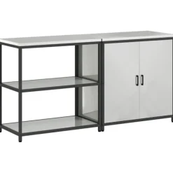 vidaXL Köksö>Köksförvaringsset med hylla 2 pcs Silver Galvaniserat Stål