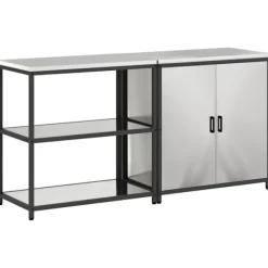 vidaXL Köksö>Köksförvaringsset med hylla 2 pcs Silver Rostfritt stål