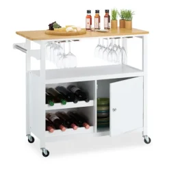 Northix Köksö>Köksförvaringsvagn med vinställ och glashållare