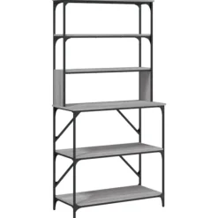 vidaXL Köksö>Kökshylla 6 hyllplan grå sonoma 90x40x180 cm konstruerat trä