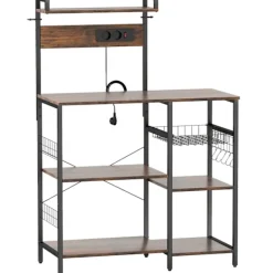 Northio Köksö>Kökshylla med 2 uttag, 5 krokar, 5 nivåer, stål