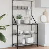 vidaXL Köksö>Kökshylla med krokar 4 hyllplan grå sonoma konstruerat trä