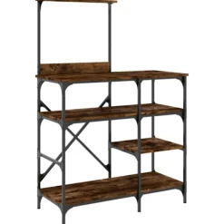 vidaXL Köksö>Kökshylla rökfärgad ek 90x40x132 cm konstruerat trä och metall