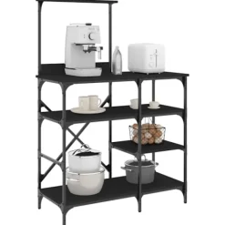 vidaXL Köksö>Kökshylla svart 90x40x132 cm konstruerat trä och metall