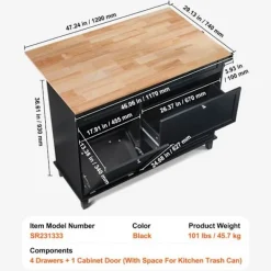 DUOKU Köksö>Köksoffbord - - SR231333 - - Förvaring 10 Gallons - Samtida stil