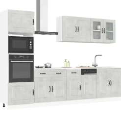 vidaXL Skåp>Köksskåpsset Kalmar 7 delar betonggrå konstruerat trä