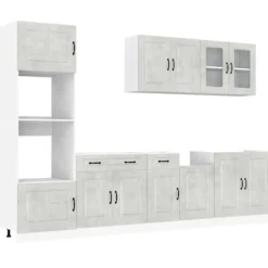 vidaXL Skåp>Köksskåpsset Kalmar 7 delar betonggrå konstruerat trä