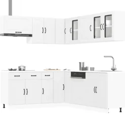 vidaXL Skåp>Köksskåpsset Lucca 11 delar vit konstruerat trä