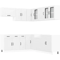 vidaXL Skåp>Köksskåpsset Lucca 11 delar vit konstruerat trä