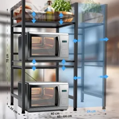 BellaFurn Hyllor>Köksställ - lagringsställ - flexibelt förvaringsutrymme - enkel montering | Färg: Svart | Storlek: 3-steg