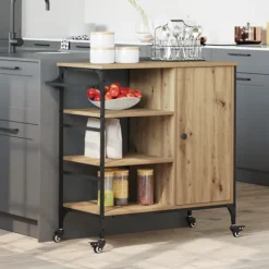 vidaXL Köksö>Köksvagn Artisan Ek 87.5 x 39 x 84.5 cm Konstruerat trä