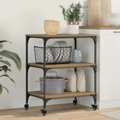 vidaXL Köksö>Köksvagn Artisan Ek 60 x 41 x 76 cm Konstruerat trä