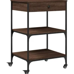 vidaXL Köksö>Köksvagn brun ek 60x48x89,5 cm konstruerat trä