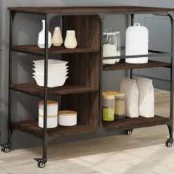 vidaXL Köksö>Köksvagn brun ek 100x45x89,5 cm konstruerat trä